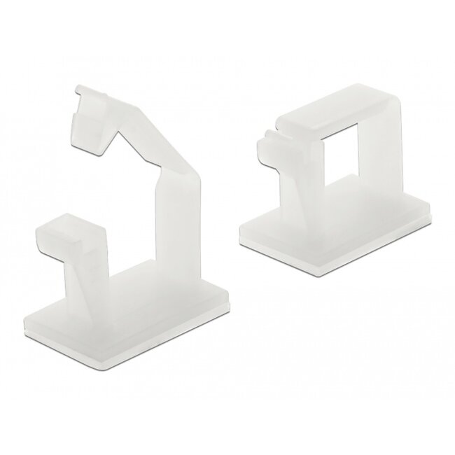 Delock Cable holder with locking clip self-adhesive natural 10 pieces