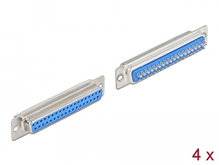 DeLOCK 66715. Aansluiting(en): D-Sub 37 pin, Kleur van het product: Blauw, Zilver, Geslacht connector: Vrouwelijk. Breedte: 12,5 mm, Diepte: 69,3 mm, Hoogte: 10,7 mm. Aantal per ve
