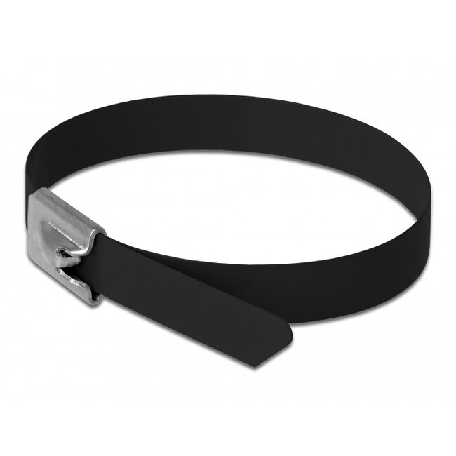 Delock Stainless Steel Cable Ties L 200 x W 7.9 mm black 10 pieces