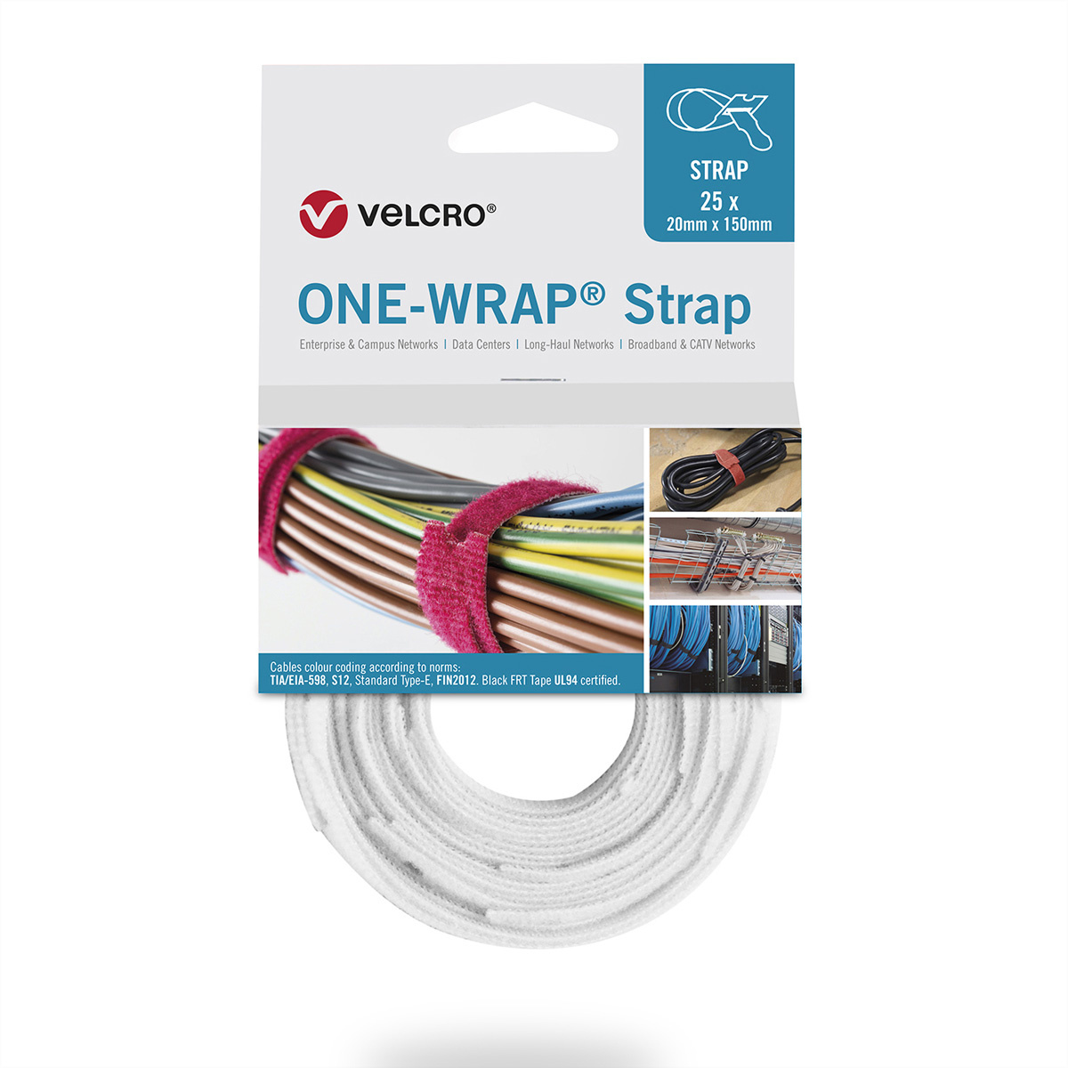 VELCRO® One Wrap® Strap - 25 mm x 300 mm - 25 stuks - Wit