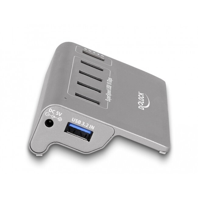 Delock USB 10 Gbps Hub with 4 USB Type-A Ports + 1 Fast Charging Port incl. Power Supply
