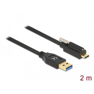 DeLOCK Delock SuperSpeed USB (USB 3.2 Gen 2) Cable Type-A male to USB Type-C™ male with screw on top 2 m