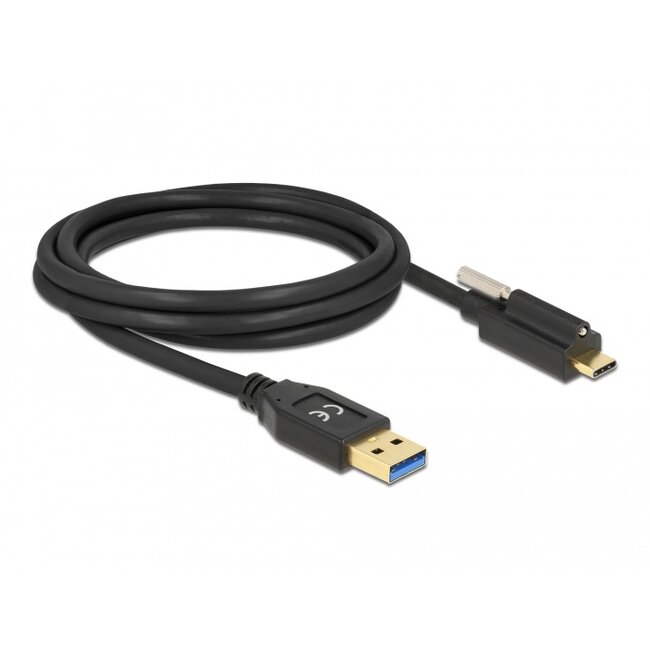 Delock SuperSpeed USB (USB 3.2 Gen 2) Cable Type-A male to USB Type-C™ male with screw on top 2 m
