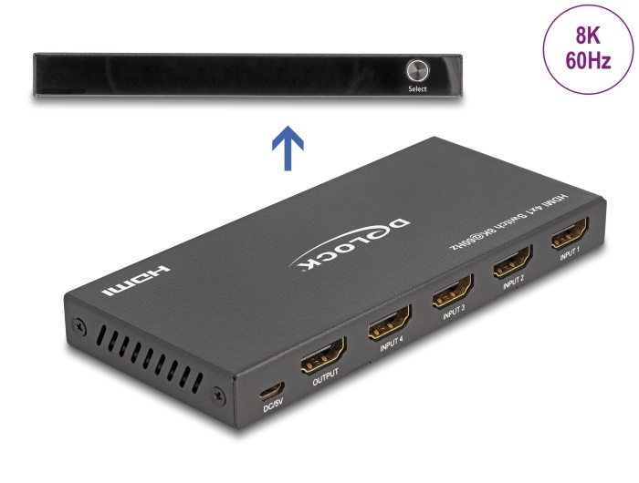 Delock HDMI Switch 4 x HDMI in to 1 x HDMI out 8K 60 Hz |