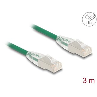 DeLOCK Delock RJ45 Network Cable Cat.6A plug to plug with curved latch U/FTP Slim 3 m green