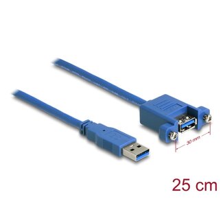 DeLOCK Delock Cable USB 3.0 Type-A male > USB 3.0 Type-A female panel-mount 25 cm