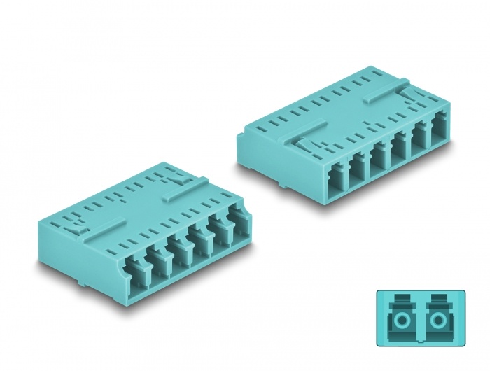 Delock Optical Fiber Coupler HD LC Hexaplex female to LC Hexaplex female aqua |