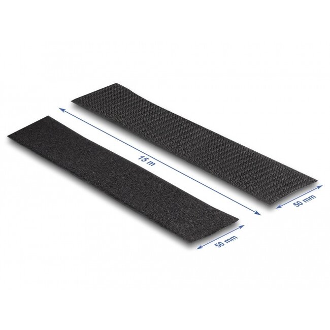 Delock Heavy-duty Hook-and-Loop tape self-adhesive L 15 m x W 50 mm black