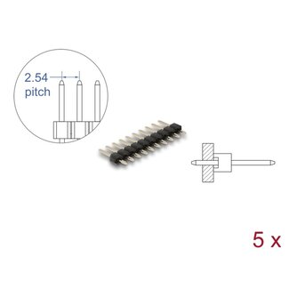 DeLOCK Delock Pin header 10 pin, pitch 2.54 mm, 1-row, straight, 5 pieces