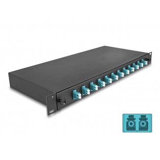 DeLOCK Delock 19″ Optical Fiber Splice Box 12 x LC Duplex OM3 1U complete assembled