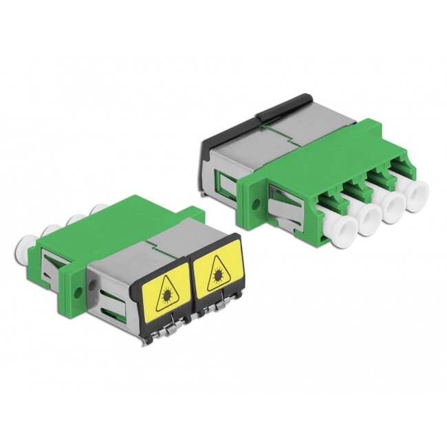 Delock Optical Fiber Coupler with laser protection flip LC Quad female to LC Quad female Single-mode green