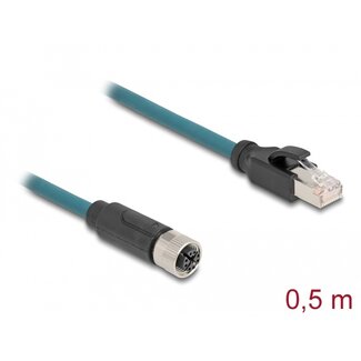 DeLOCK Delock M12 Adapter Cable X-coded 8 pin female to RJ45 male 50 cm