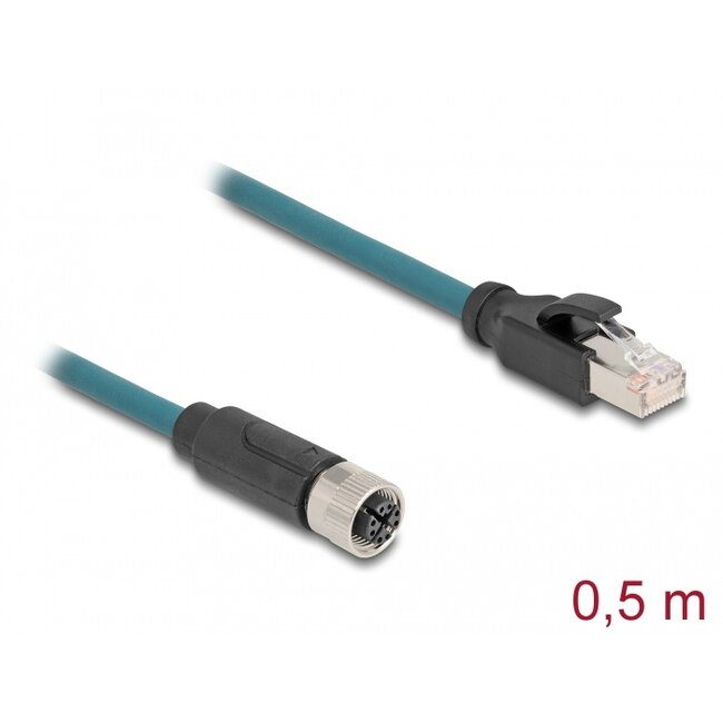 Delock M12 Adapter Cable X-coded 8 pin female to RJ45 male 50 cm