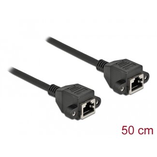 DeLOCK Delock Network Extension Cable S/FTP RJ45 jack to RJ45 jack Cat.6A 50 cm black