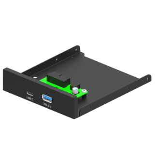 Gembird Intern 3.5'' frontpaneel, USB 3.1 Type-A + Type-C poort, zwart