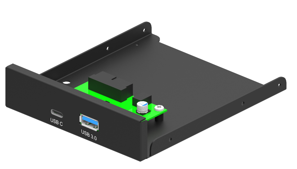 Intern 3.5''frontpaneel, USB 3.1 Type-A + Type-C poort, zwart |