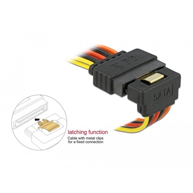 Delock Cable SATA 15 pin power plug with latching function > 2 x SATA 15 pin power receptacle 30 cm