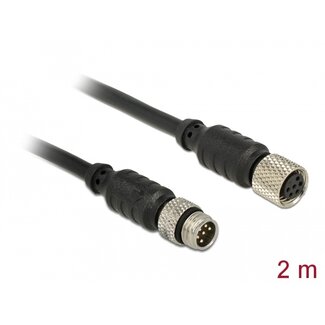 DeLOCK Delock M8 sensor / actuator extension cable M8 6 Pin male to M8 6 Pin female waterproof 2 m