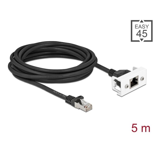 Delock Network Extension Cable for Easy 45 Module S/FTP RJ45 plug to RJ45 jack Cat.6A 5 m black