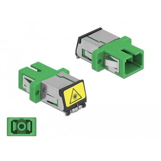 DeLOCK Delock Optical Fiber Coupler with laser protection flip SC Simplex female to SC Simplex female Single-mode green