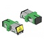 Delock Optical Fiber Coupler with laser protection flip SC Simplex female to SC Simplex female Single-mode green