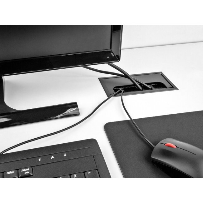 Delock Cable grommet for table mounting with brush 80 x 80 x 28 mm black