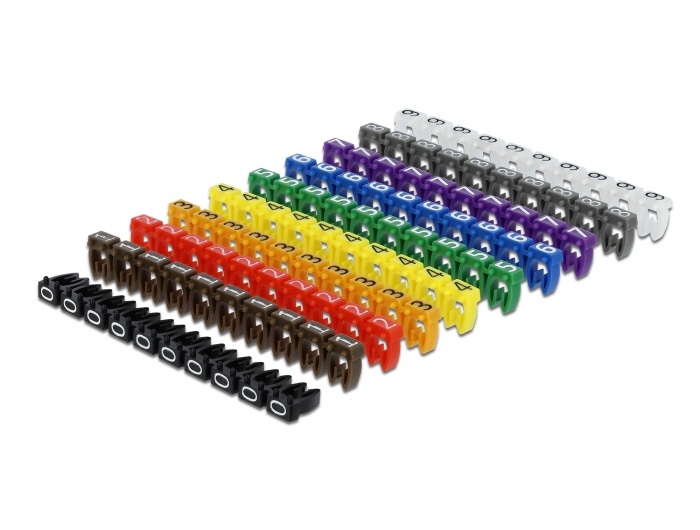 Delock Cable Marker Clips 0-9 assorted colours 100 pieces |