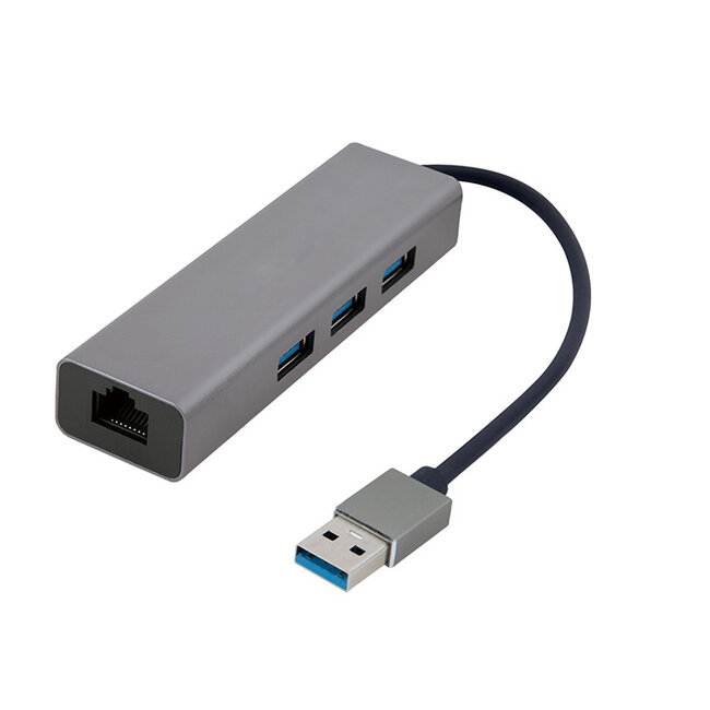 USB type-AM Gigabit netwerkadapter met ingebouwde USB 3.0 hub