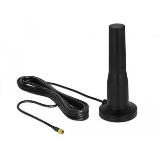 DeLOCK Delock LTE Antenna SMA plug 3 - 5 dBi 12 cm fixed omnidirectional with magnetic base and connection cable RG-174 A/U 3 m outdoor black