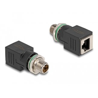 DeLOCK Delock M12 Adapter X-coded 8 pin male to RJ45 jack straight