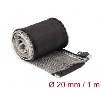 DeLOCK Delock EMI Shielding braided sleeve with zip heat resistant 1 m x 20 mm black