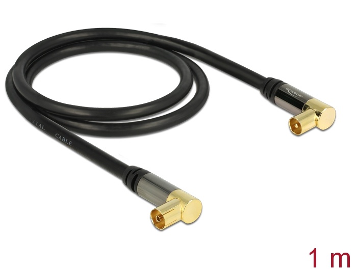 DeLOCK 88781. Aansluiting 1: IEC, Aansluiting 2: IEC, Contact geleider materiaal: Goud. Soort kabel: RG-6/U, Lengte snoer: 1 m, Kleur van het product: Zwart. Aantal inbegrepen prod