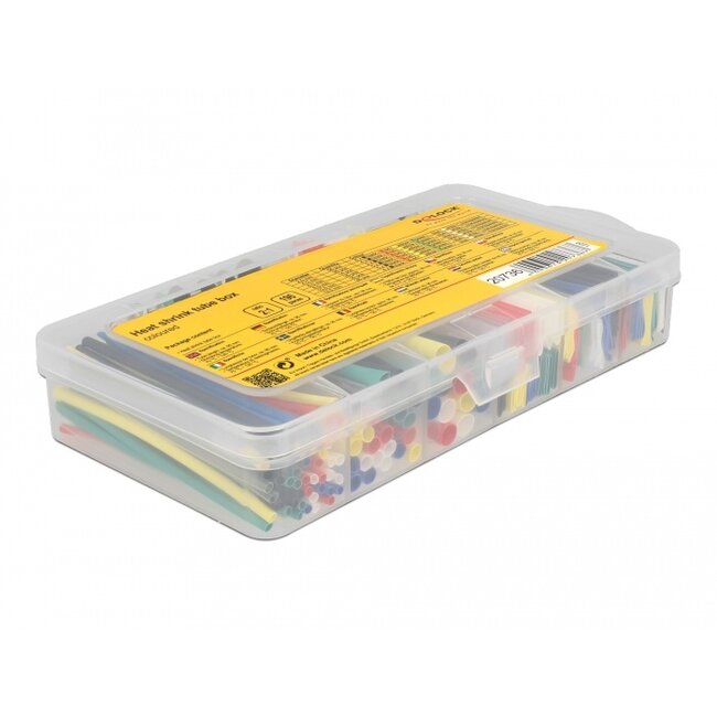 Delock Heat shrink tube assortment box, shrinkage ratio 2:1, assorted colours 196 pieces