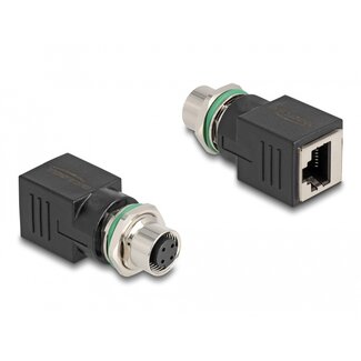 DeLOCK Delock M12 Adapter D-coded 4 pin female to RJ45 jack straight