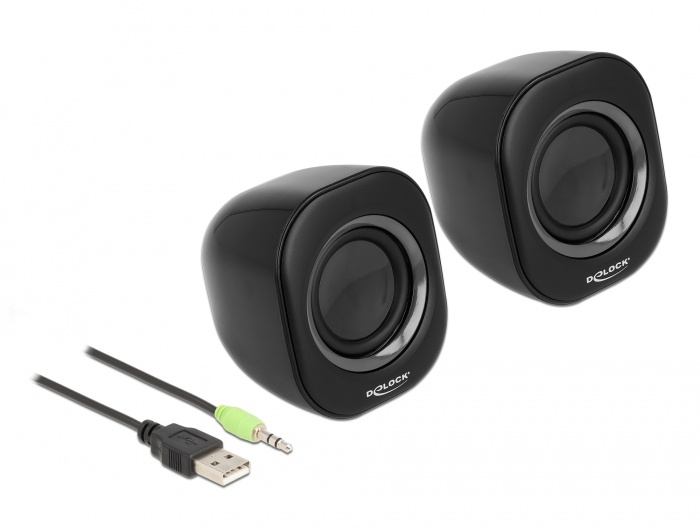 Delock Mini Stereo PC Speaker with 3.5 mm stereo jack male and USB powered |
