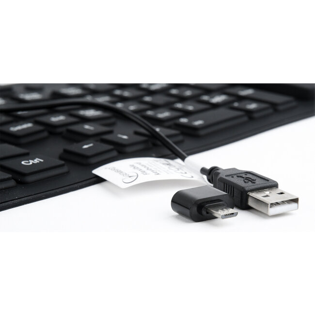 Flexibel toetsenbord, USB & micro-USB, zwart