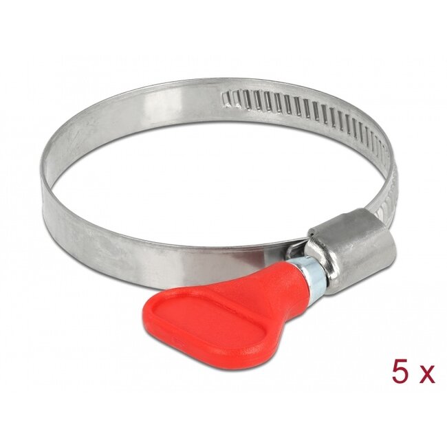 Delock Butterfly Hose Clamp stainless steel 400 SS 40 - 60 mm 5 pieces red