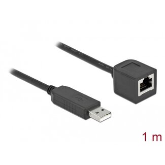 DeLOCK Delock Serial Connection Cable with FTDI chipset, USB 2.0 Type-A male to RS-232 RJ45 female 1 m black