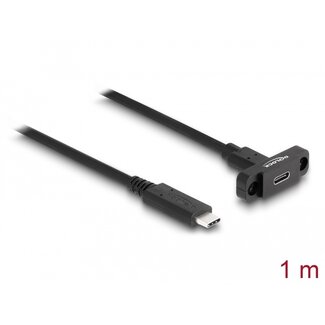 DeLOCK Delock SuperSpeed USB 10 Gbps (USB 3.2 Gen 2) Cable USB Type-C™ male to female 1 m panel-mount black