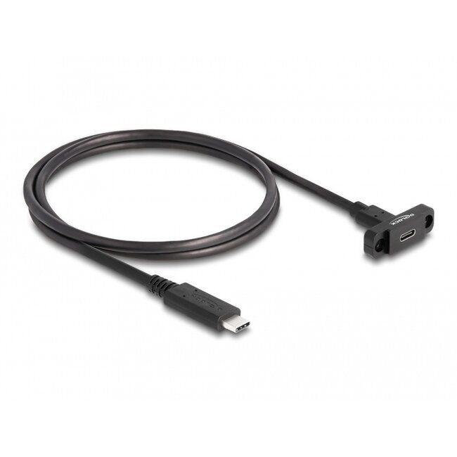 Delock SuperSpeed USB 10 Gbps (USB 3.2 Gen 2) Cable USB Type-C™ male to female 1 m panel-mount black