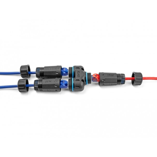 Delock Cable Connector RJ45 jack to 2 x RJ45 jack Cat.6A waterproof