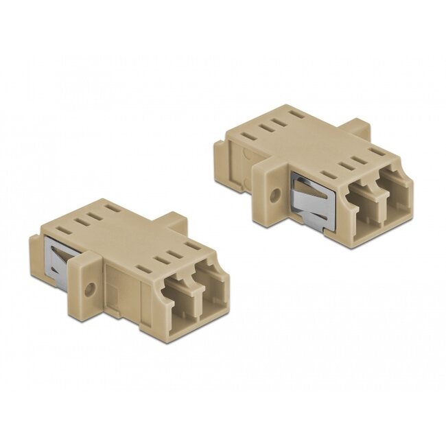 Delock Optical Fiber Coupler LC Duplex female to LC Duplex female Multi-mode 2 pieces beige
