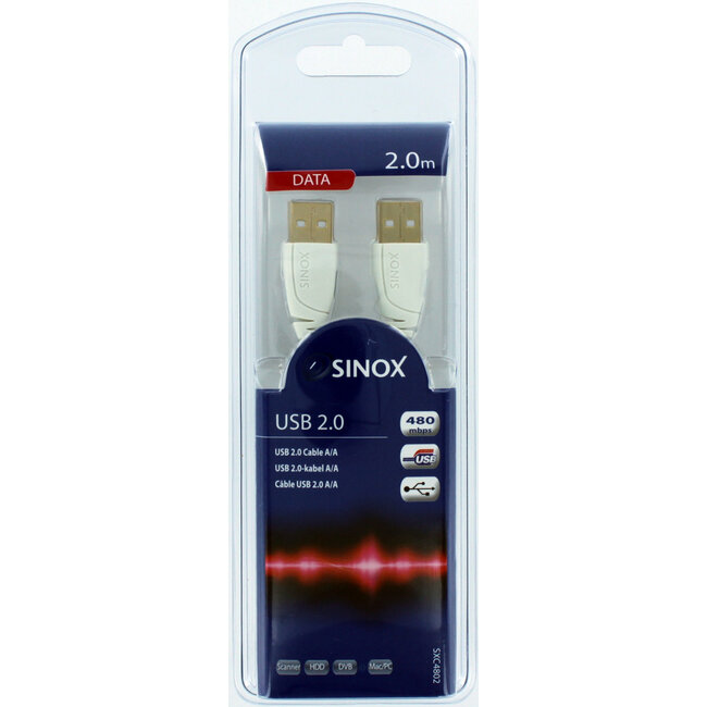 Sinox Aansluitkabel USB-A[male] - USB-A[male] 2.0 2 mtr.