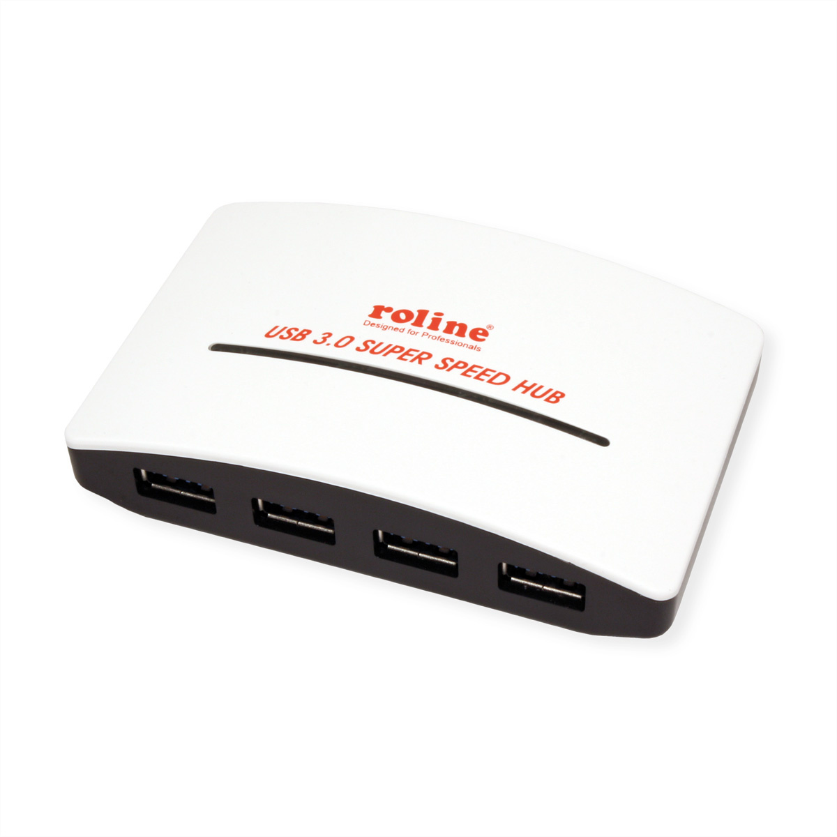 Roline USB 3.0 Hub "Black & White"", 4 Ports, with Power Supply Wit, Zwart hub & concentrator"