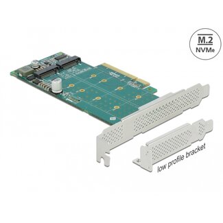 DeLOCK Delock PCI Express x8 Card to 2 x internal NVMe M.2 Key M - Bifurcation - Low Profile Form Factor