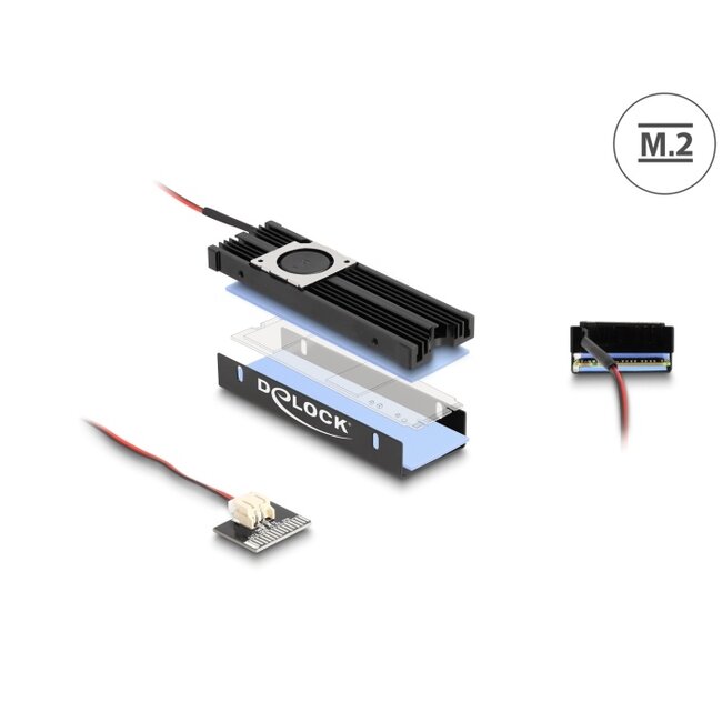 Delock Heat sink with Fan for M.2 SSD 2280 black