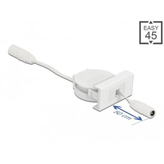 DeLOCK Delock Easy 45 Module Power Retractable Cable DC 5.5 x 2.1 mm female / female white