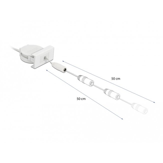 Delock Easy 45 Module Power Retractable Cable DC 5.5 x 2.1 mm female / female white