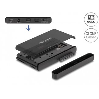 DeLOCK Delock USB Type-C™ Converter for 1 x M.2 NVMe SSD + 1 x SATA SSD / HDD with Clone Function