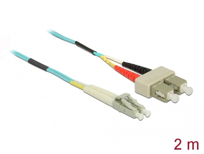 DeLOCK 86565. Snoerlengte: 2 m, Type glasvezel: OM3, Aansluiting 1: LC, Aansluiting 2: SC, Kern diameter: 50 µm, Full duplex